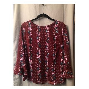 Long sleeve blouse with bell sleeves